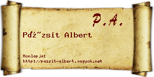 Pázsit Albert névjegykártya