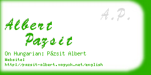 albert pazsit business card
