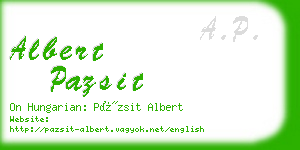 albert pazsit business card